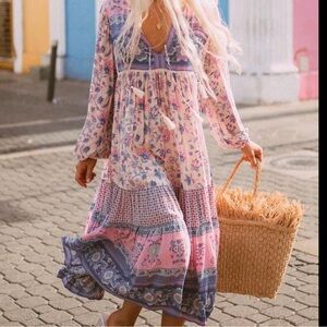 Spell Pink Portobello Road Midi Boho dress